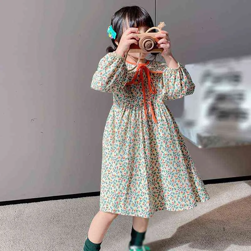 Abiti Ragazze Primavera Autunno Abbigliamento Bambini Ragazze Colletto Floreale Abito Con Fiocco Abito Stile Retro Coreano A Maniche Lunghe Bambini 2 8 Anni G1215 Da 37 33 DHgate