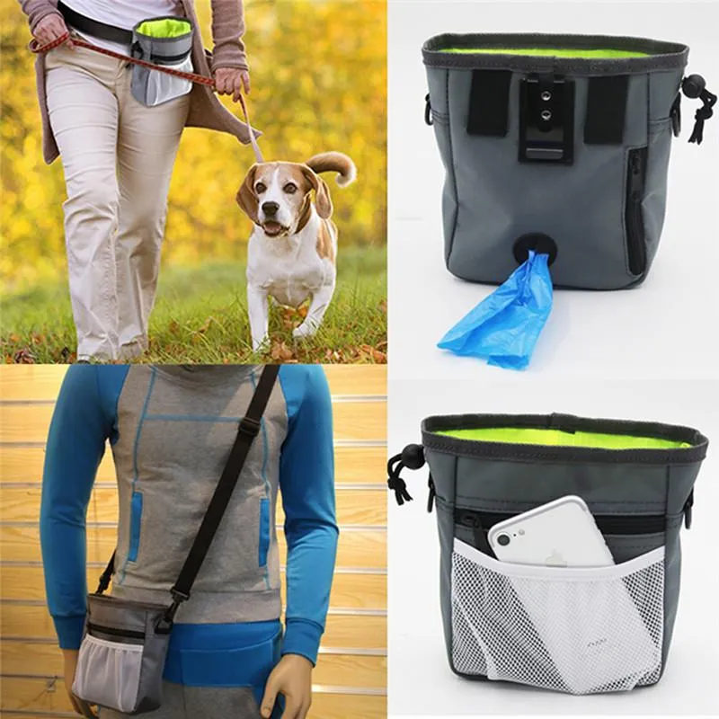 Fundas para asiento de coche para perros, riñonera para entrenamiento de mascotas, bolsa para tratar, manos libres, con cordón, para caminar al aire libre, multifuncional