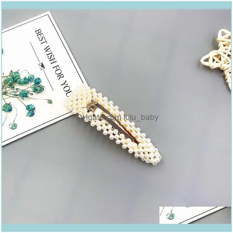 Hair Clips & Barrettes Ins Hairpin Word Fashion Korean Imitation Pearls Side Clip Women Girls Small Baby Headdress Jewelry