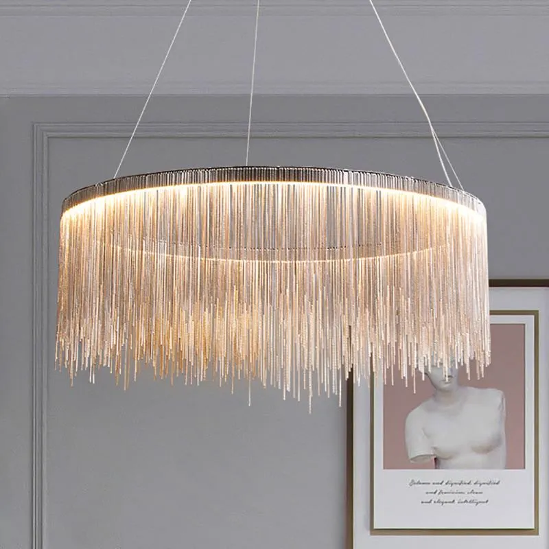 Chandeliers Simple Chandelier Interior Lighting Modern Tassel Round Home Living Room Bedroom Dining Gloss Nordic