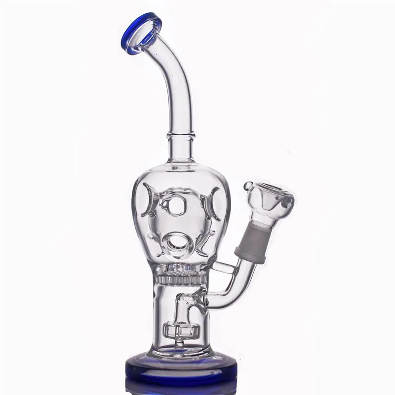 Glass Bongs matrix Perc Recycler Water Pipes 14.5mm Joint Fab Egg Oil Dab Rig Showerhead Perc Hookahs Pipes with glass oil burner pipe