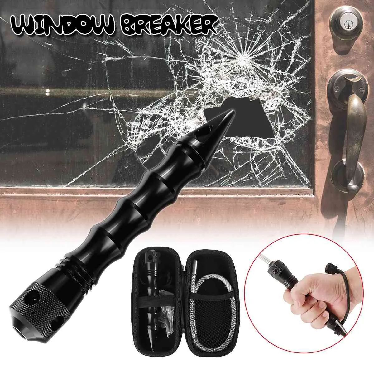 Car Window Breaker Tactical Whip Emergency Tool Hammer Survival Kit