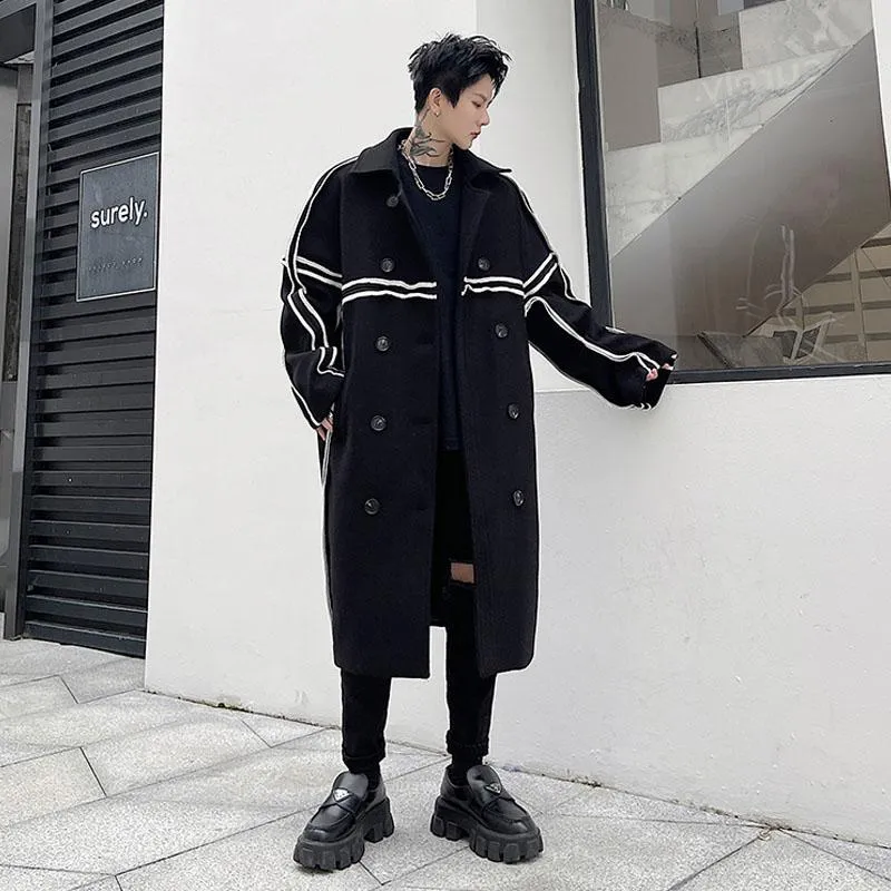 安い公式 ストア メンズウールブレンドセレブリティロングコート男性ダブルブレストエッジトレンチコートストリートウェア韓国ファッションルーズカジュアルトレンチジャケットアウターw 安い値段 Www Smkn1nangapinoh Sch Id