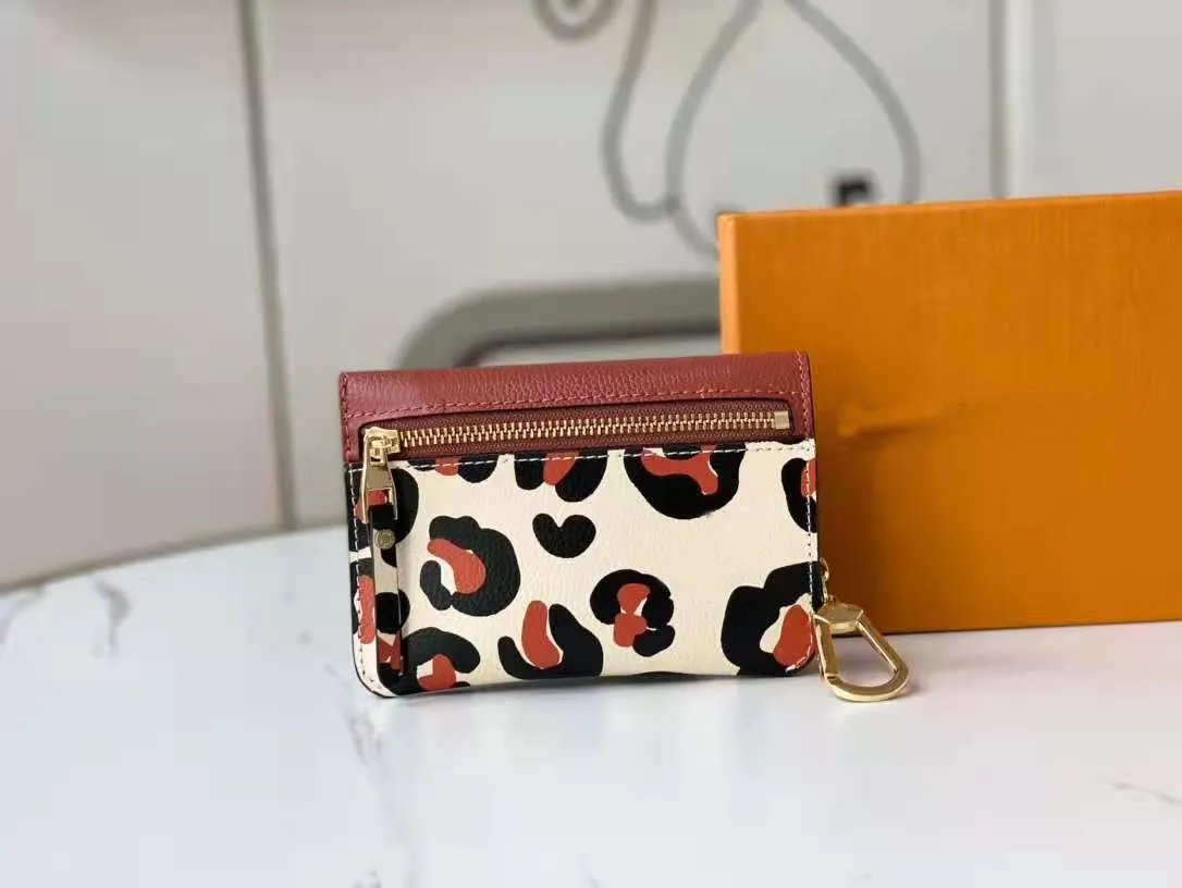 Fashion design cartoon leopard print wallet Cowhide Leather coin bag Designer Women's Messenger Purse Card Holders High Quality wallets