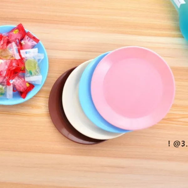 NEWColorful round nuts dishes plates food grade plastic dinner snacks candy tableware snack flat plate holder EWB7048