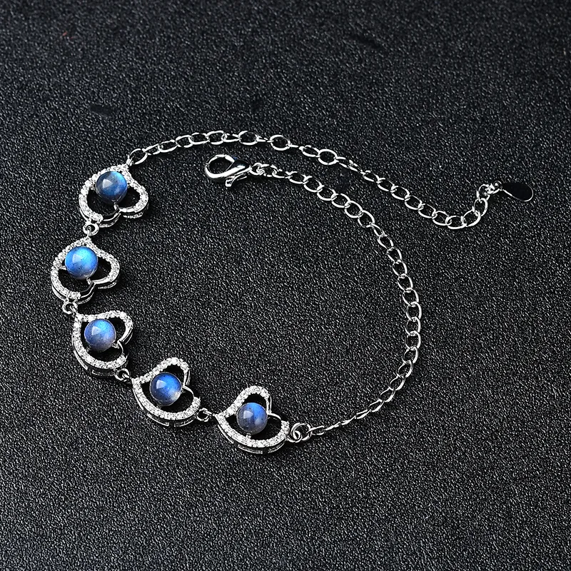 Bracelet Femme Labradorite avec Flash Bleu Cuivre Blanc DIY Chakra Spirituel