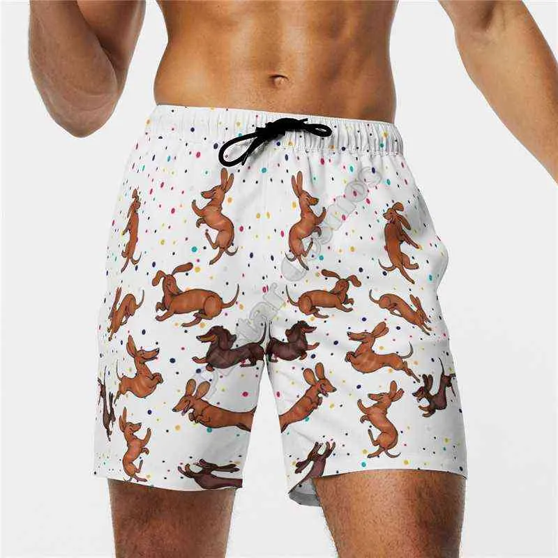 PLSTAR COSMOS NYA SOMMAR FASHION Shorts Dachshund 3D Tryckt Man / Kvinna StreetWear Casual Cool Shorts 03 H1210