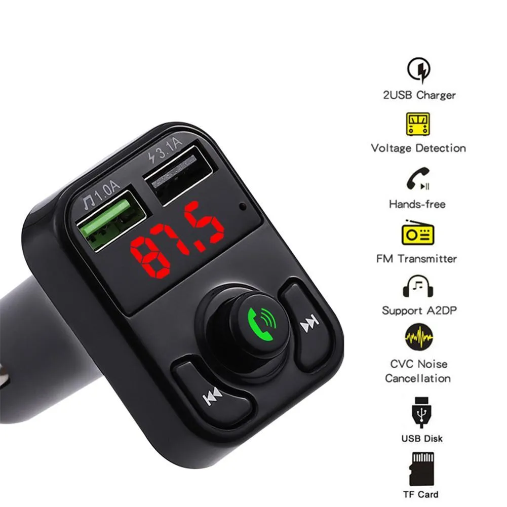 Ladegeräte Bluetooth 5.0 FM-Transmitter für Autos, kabelloser Bluetooth-Radio-Adapter, Musik-Player-Transmitter/Auto-Set mit Freisprecheinrichtung A3