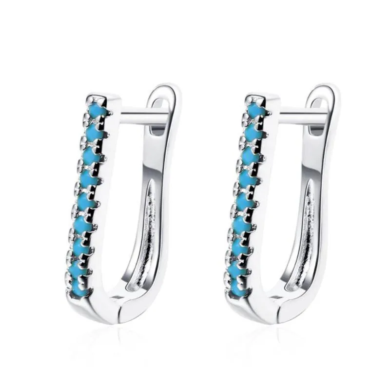 Hoop & Huggie Arrival Turquoise Gold Earrings For Women Jewelry Trendy Silver 925 Girl Accessories Lady Bright Zircon Bijou