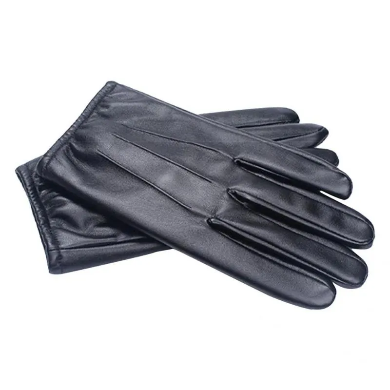 Five Fingers Gloves 1 Pair Men Faux Leather Mittens Casual Touch Screen Winter