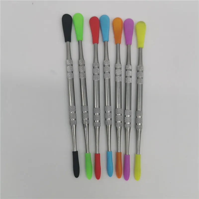 Stainless Steel Dabber Tools 121mm Concentrate Wax for dry herb water pipe glass bong digging with silicone tips