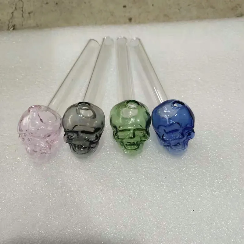 Smoking Pipes Color Fashion Novel Popular Skull Transparent Glass Mouthpiece Cigarette Pipe Smoke Accessories XG0031