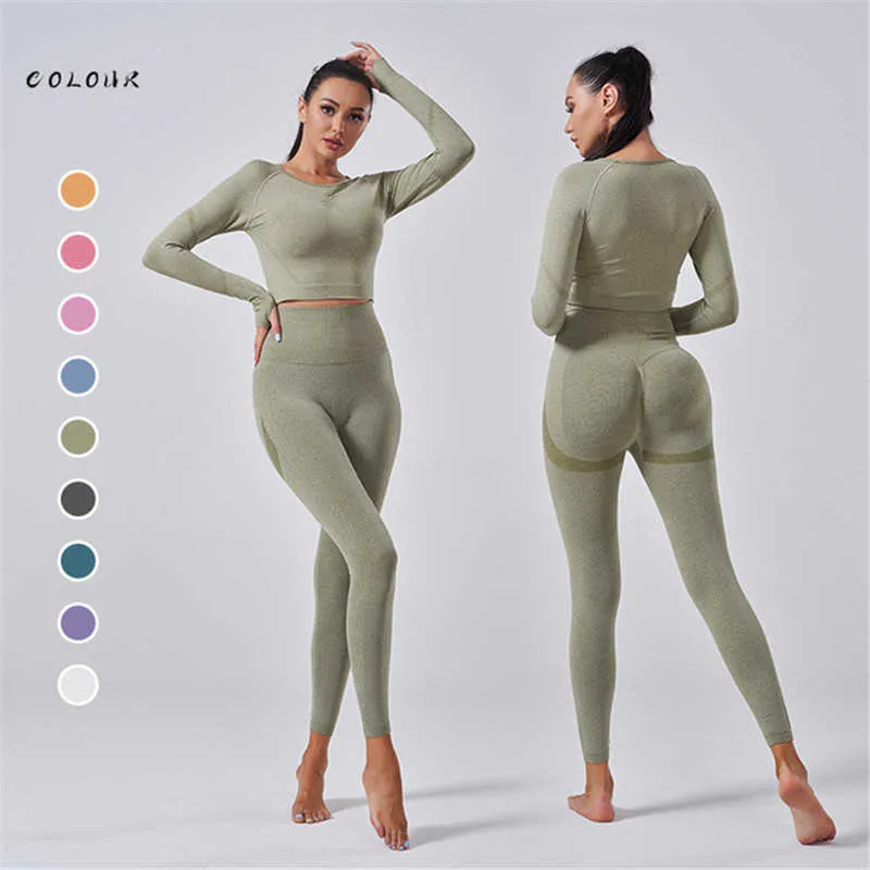 Workout Clothes for Women 2 Piece Sets Women's Outfits Gym Yoga Set Active Wear Female FitnSeamlBike Shorts Plus Size X0629