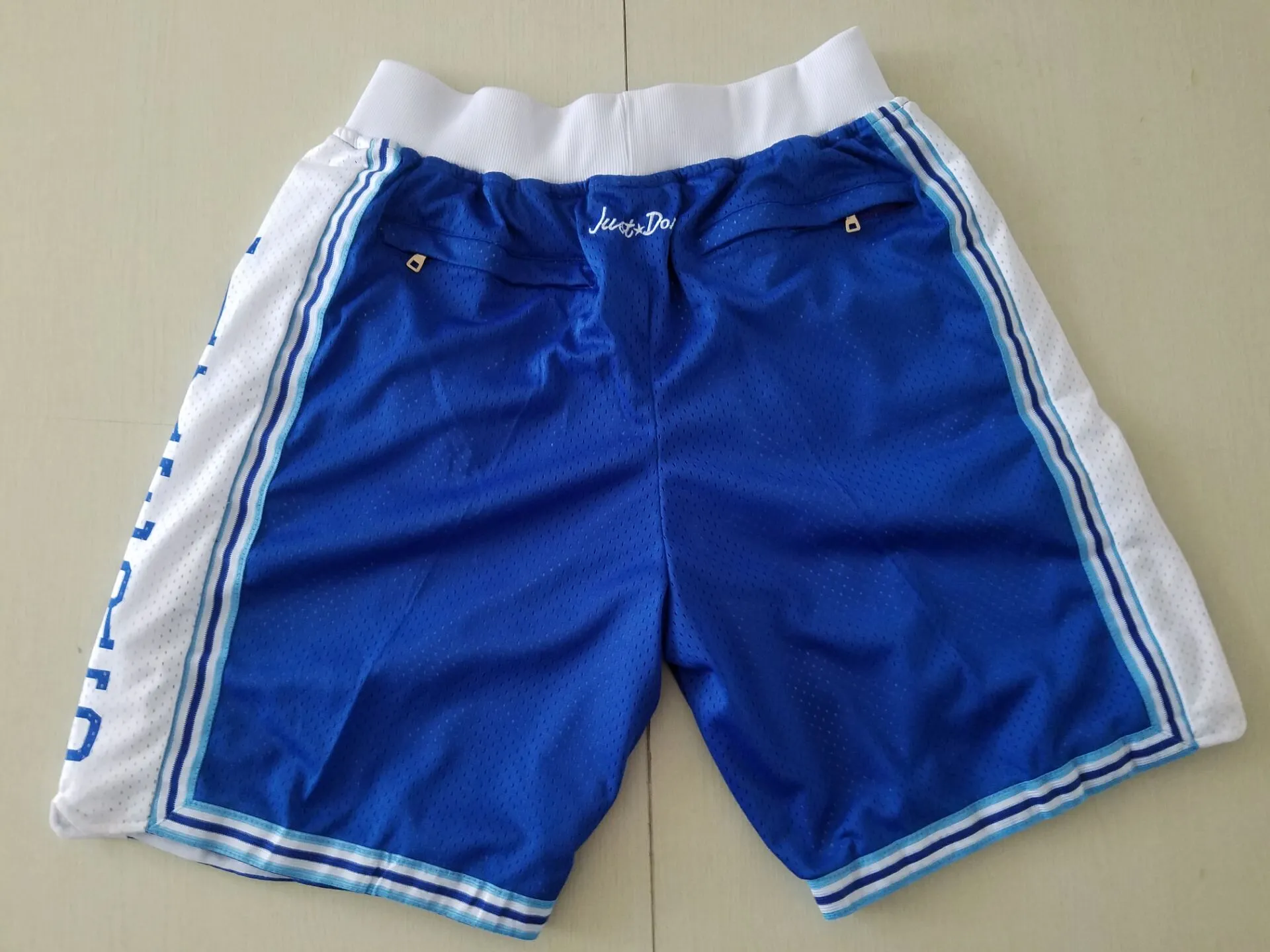 Nova equipe 96-97 shorts de beisebol vintage bolso com zíper roupas de corrida los azul apenas feito tamanho S-XXL
