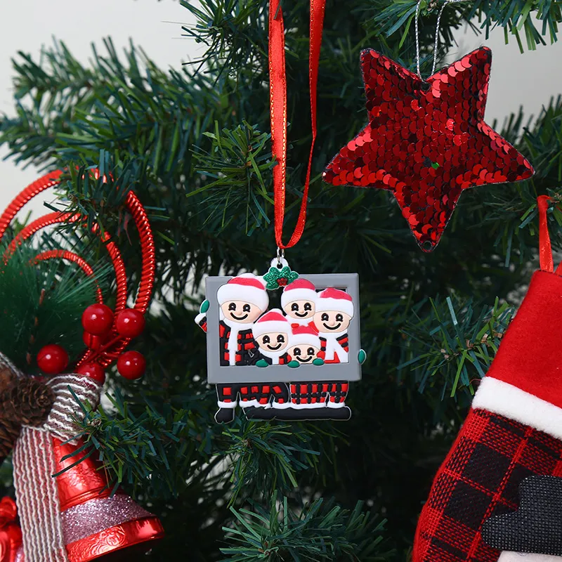 Feestartikelen Kerstdecoratie Santa Claus PVC Hanger Creative Cute Family Photo Frame Gifts