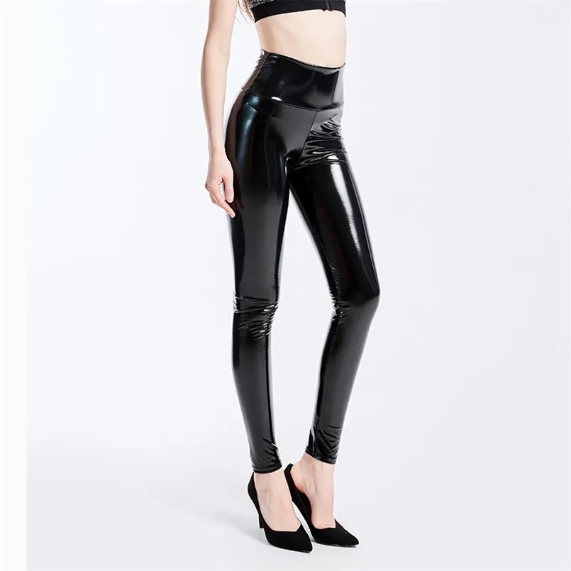 Plus Size XXXL Women Black Leggings Sexy High Waist Elastic Pu