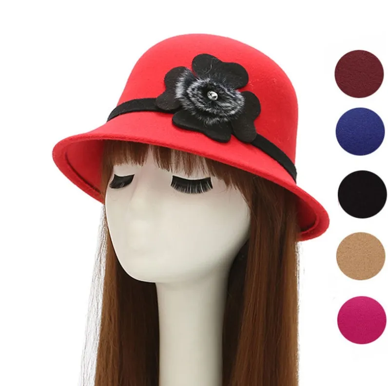 The latest party hat ladies fashion round flower hair ball diamond top hats has many styles to choose breathable sunscreen, support custom logo