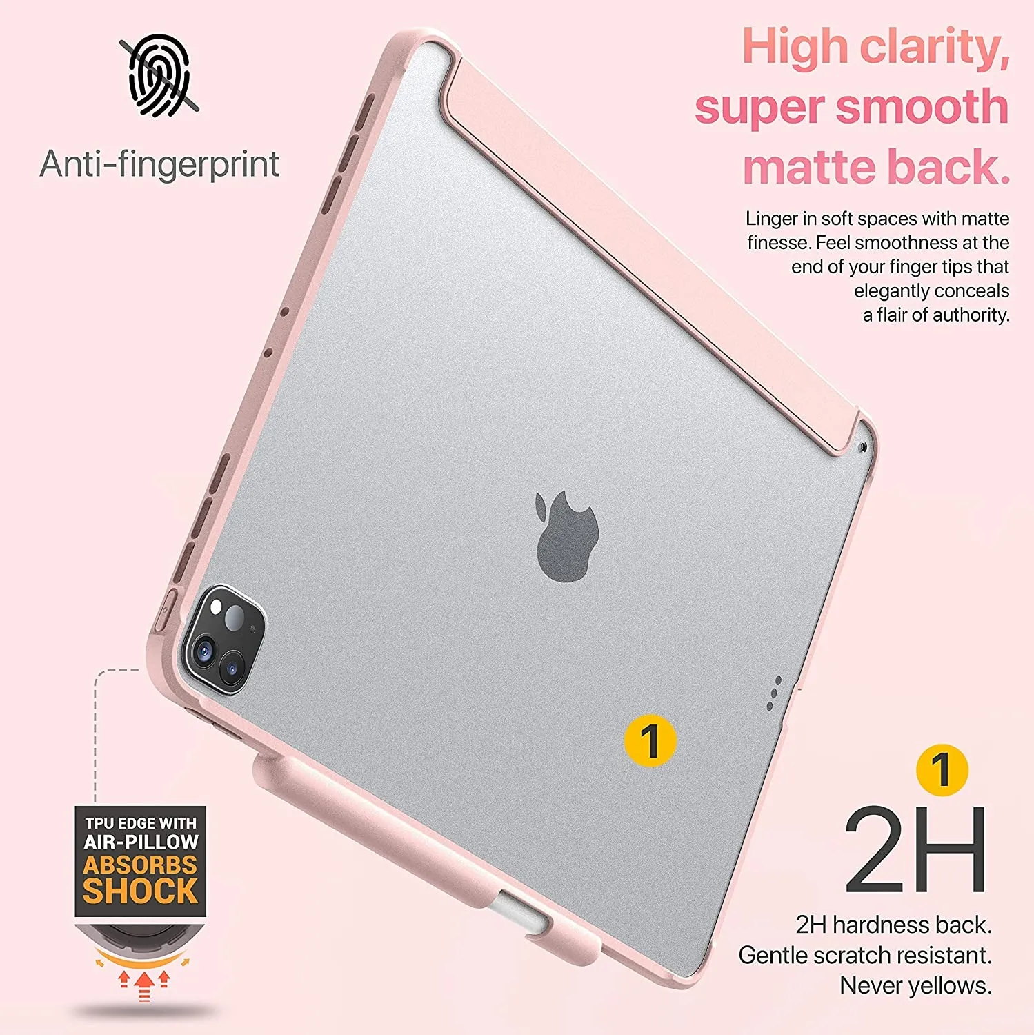 Case for iPad Pro 11 Inch 4th Generation 2022 with Pencil Holder,  Protective Cover with Soft Smooth TPU Back, Also Fit for iPad 11 Pro Case  3rd Generation 2021 /2nd Generation 2020 