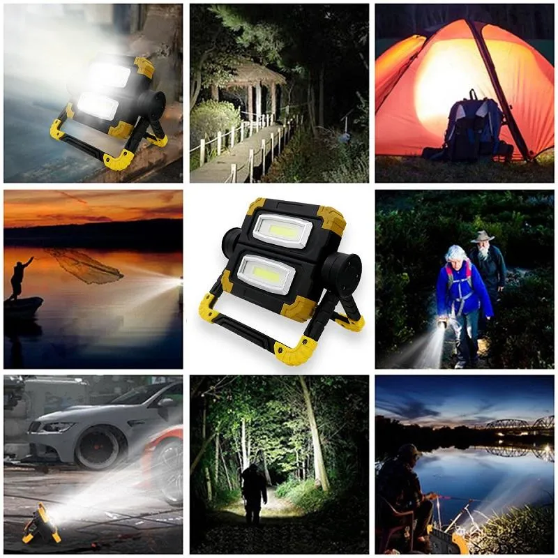 150W NEW Work Lamp USB Rechargeable Outdoor Portable Searchlight Camping Light Double Head COB Anti-fall Flood Campe Spotlight231G