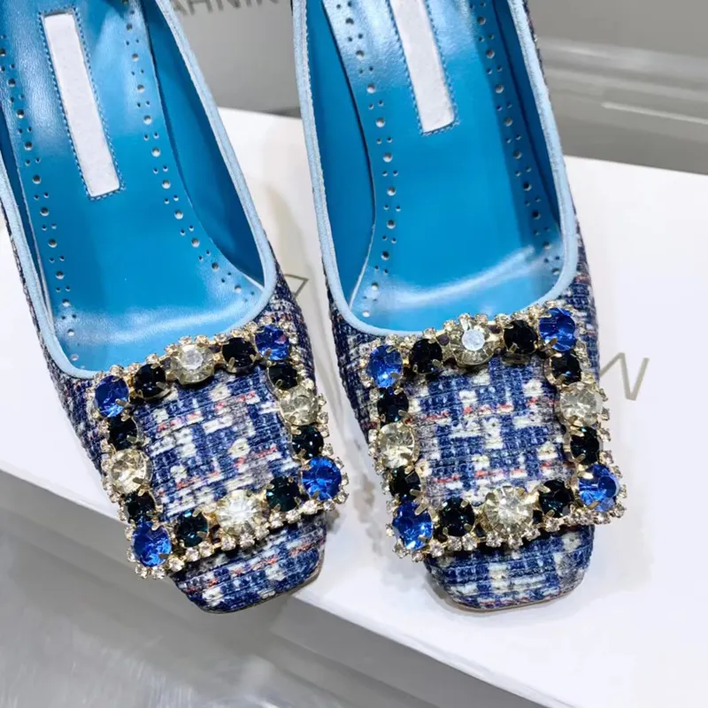 Luxury Designer Color diamond buckle stiletto Heels Dress shoes 10cm women heel high quality Dress shoe ladies wedding heeled pump factory footwear