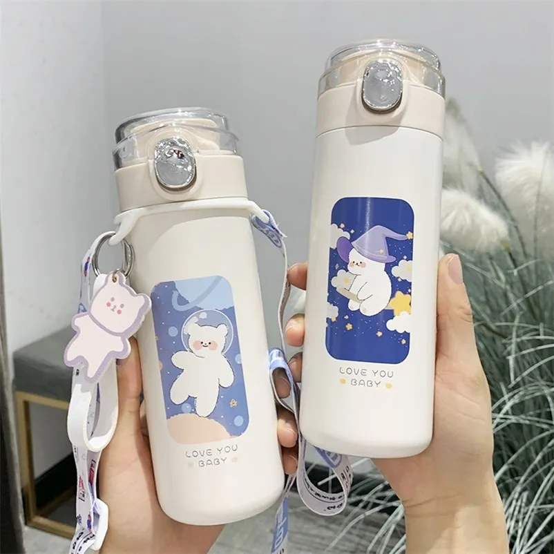 Cute Bear Stainless Steel Vacuum Flask: 320/450ml Travel Cup For