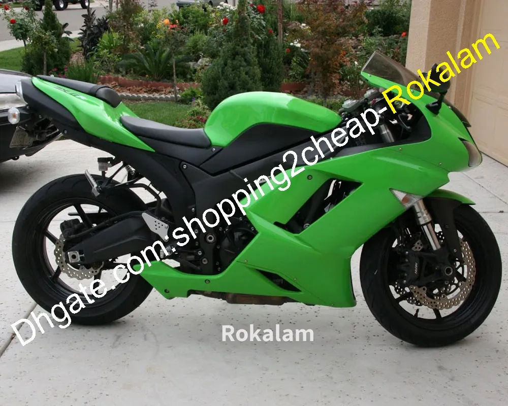 For Kawasaki Ninja ZX 6R 07 08 ZX 6R 636 ZX636 2007 2008 ZX6R Green ABS Fairing Kit Injection molding