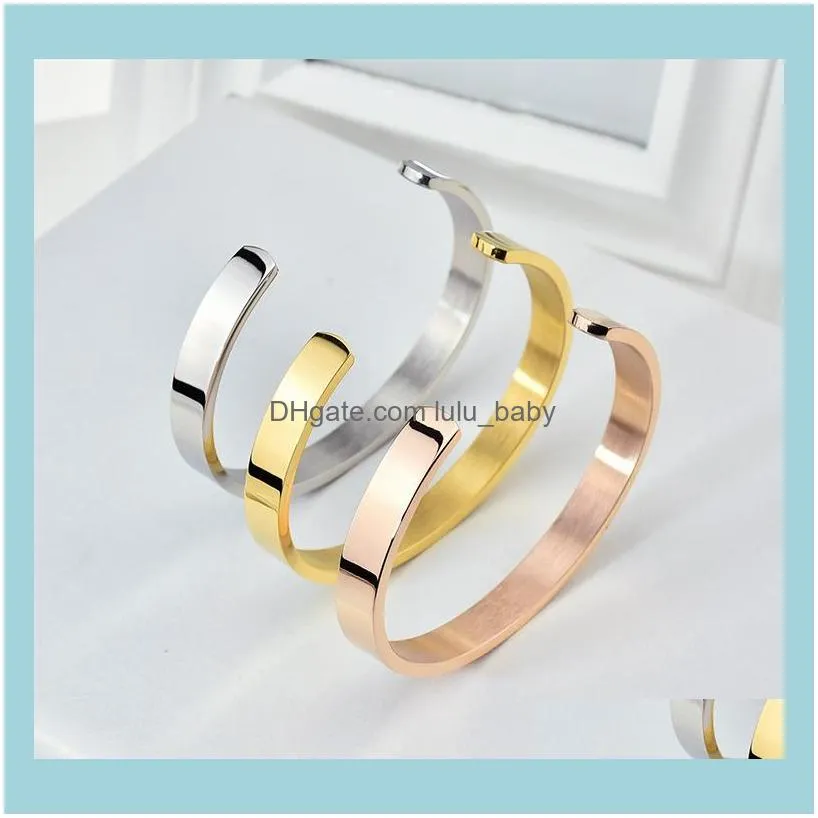 Bangle Beichong For Women 316L Stainless Steel Fine Jewelry C Shape Cuff Silver Color Open Couple Bracelet Father Gift1