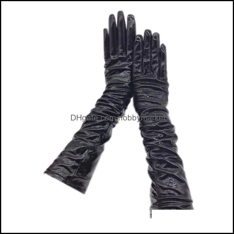 Five Fingers Gloves & Mittens Hats, Scarves Fashion Aessories Style Sheepskin Patent Bright Leather Ladies Winter Warm Driving Arm Sleeve Lo