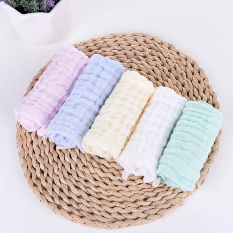 6ème étage Bavoirs de gaze de couleur sélectionnable Burp Chiffons Mouchoir de lavage Gant de toilette 30 * 30 Couleur Petite serviette pour le visage 1 7js T2