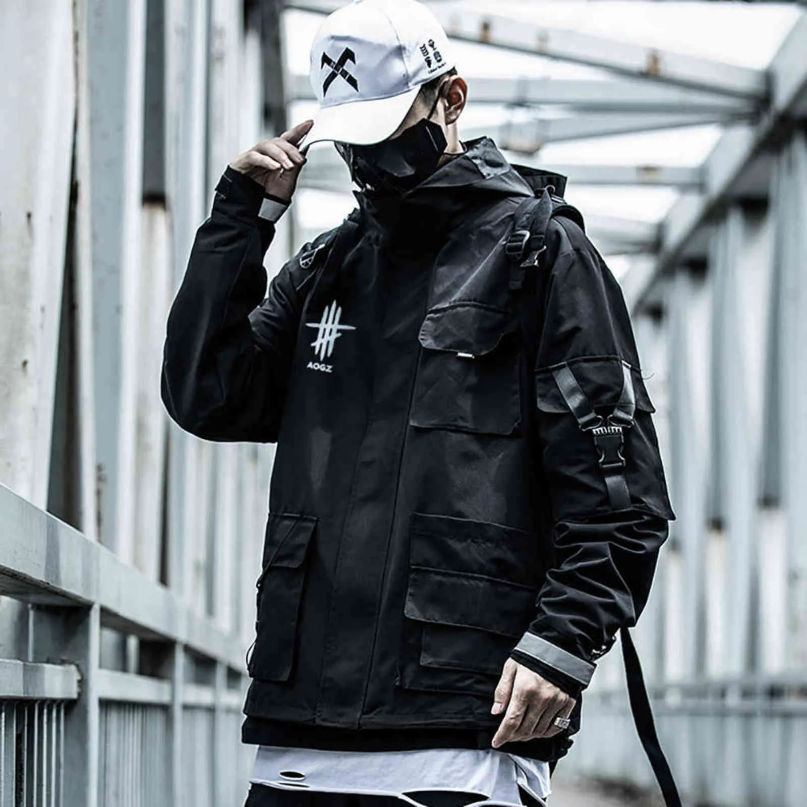 Mens Trendy Black Hooded Zip Up Motorcycle Jackets For Men