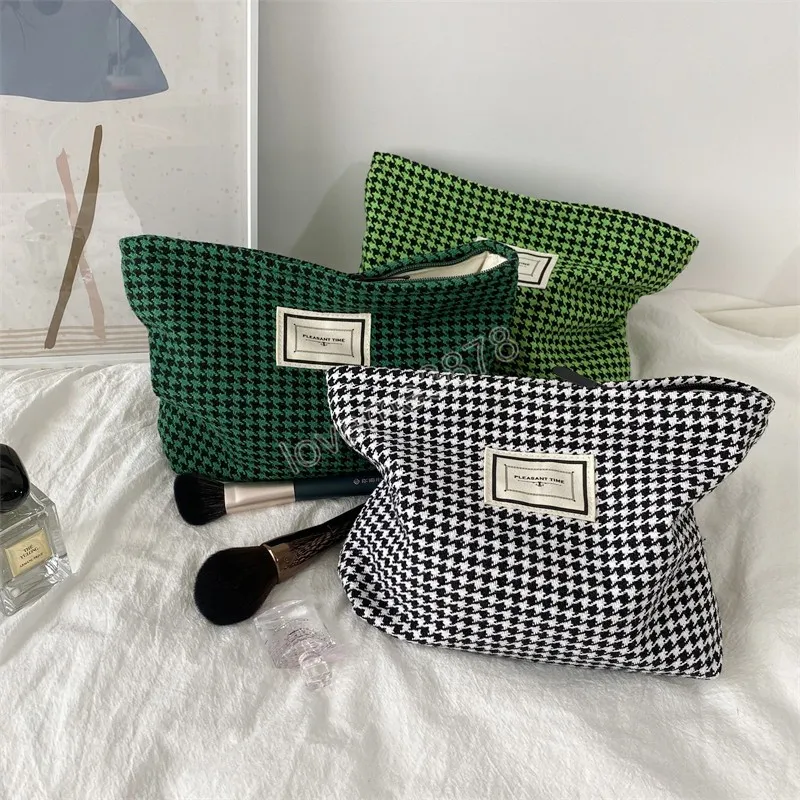 Klassische Houndstooth Große Kapazität Kosmetiktasche für Frauen Reißverschluss Makeup Bag Reise Schönheitssäuerungsorganisator