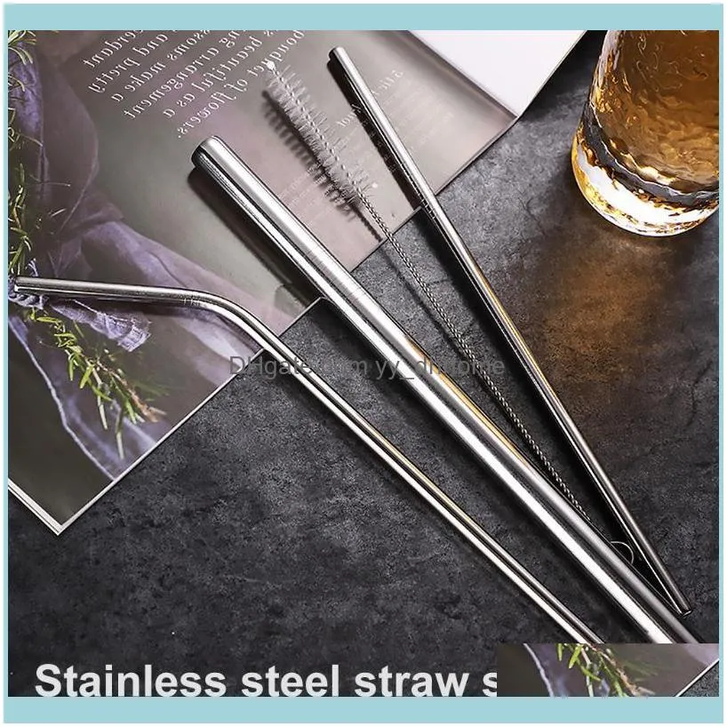 3PCS Reusable Stainless Steel Straws Set Straight Blending Metal Drinking Straw with Cleaning Brush1