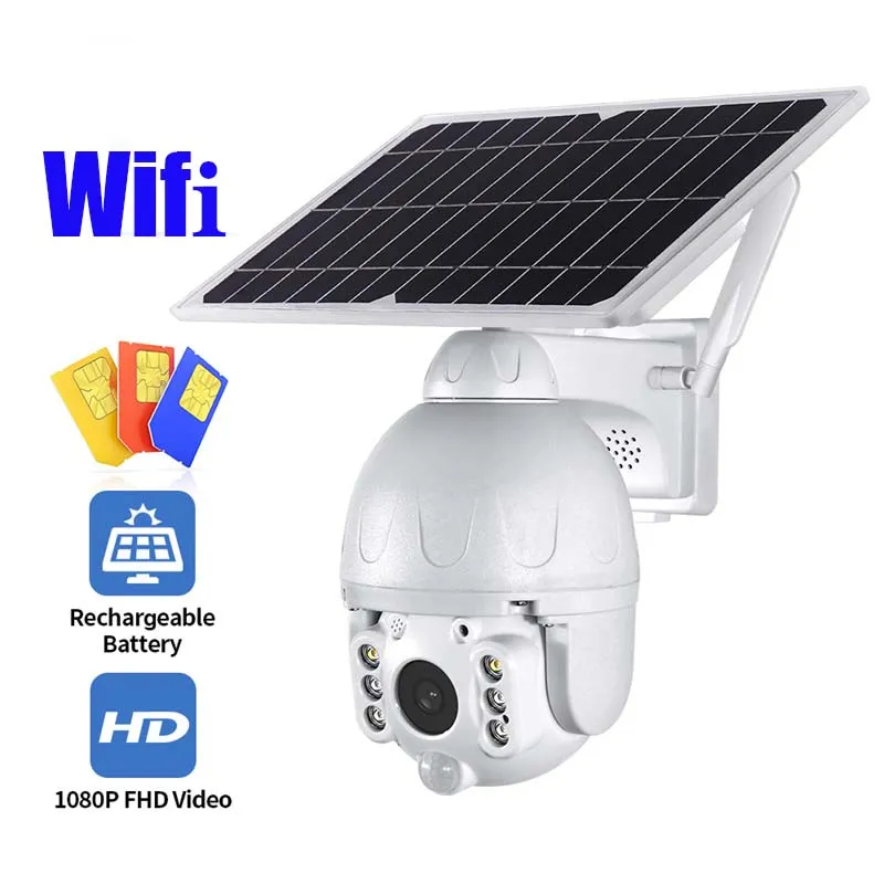 ماء الطاقة الشمسية الطاقة wifi كاميرا مراقبة منخفضة استهلاك fhd فيديو الأمن HD CCTV بطارية PTZ Solars IP كاميرات