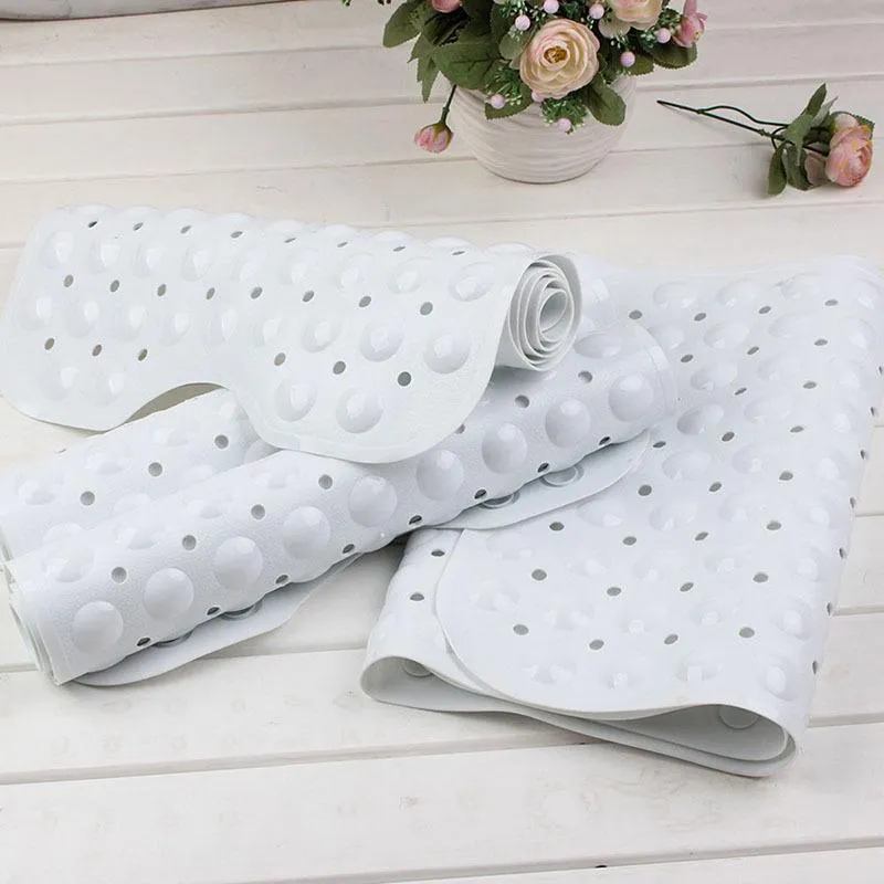 PVC Non-slip Bath Mat Rectangle Massage Mat Suction Cup Bathtub Carpet for Kitchen Ground Bathroom Doorway