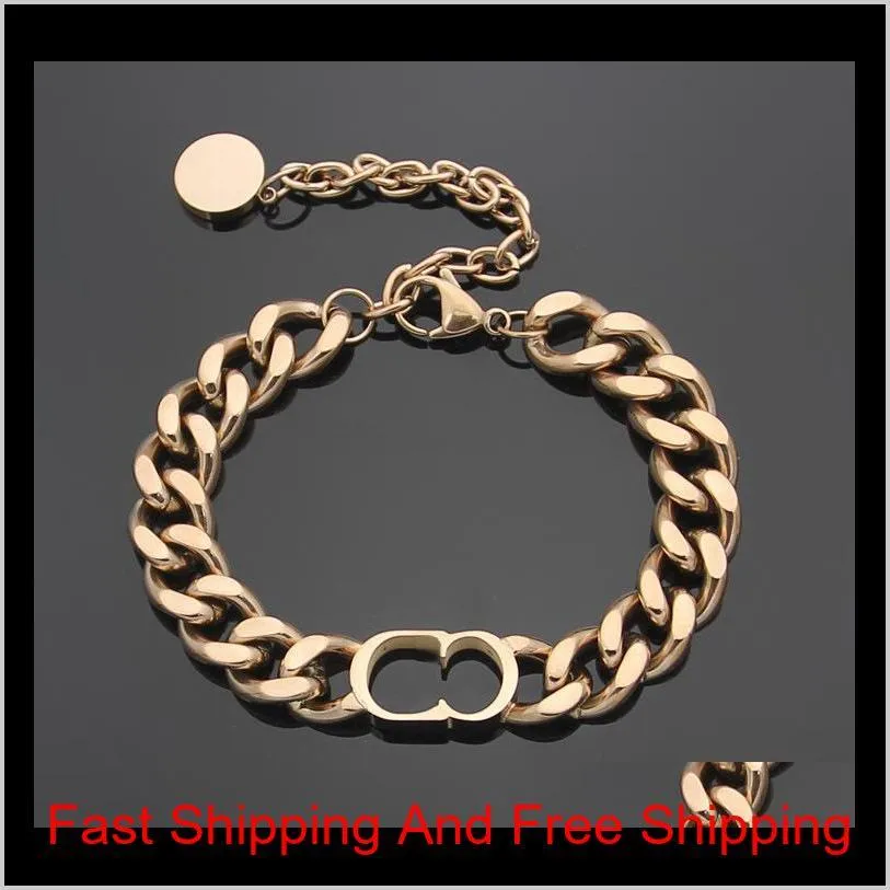 fashiontitanium steel d letter simple thick bracelet couple thick rose gold silver bracelet for woman
