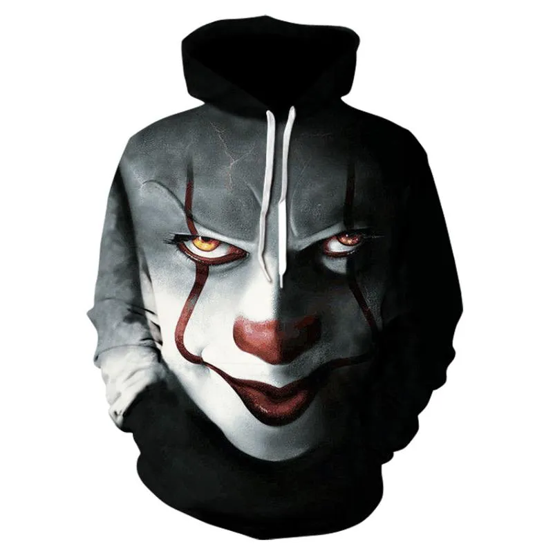 Erkek Hoodies Tişörtü Hoodie Stephen King Itthe Palyaço Pennywise Kadın Moda Streetwear Kapşonlu Kazak Uzun Kollu Rahat Kazak