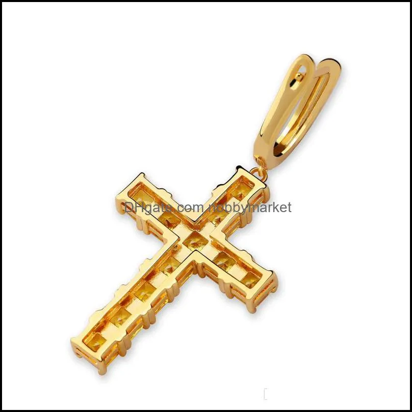 Hip Hop Designer Earrings Fashion Men Women High Grade 18K Gold Rhodium Plated Copper Cross Dangle Chandelier Luxury Bling Zircon
