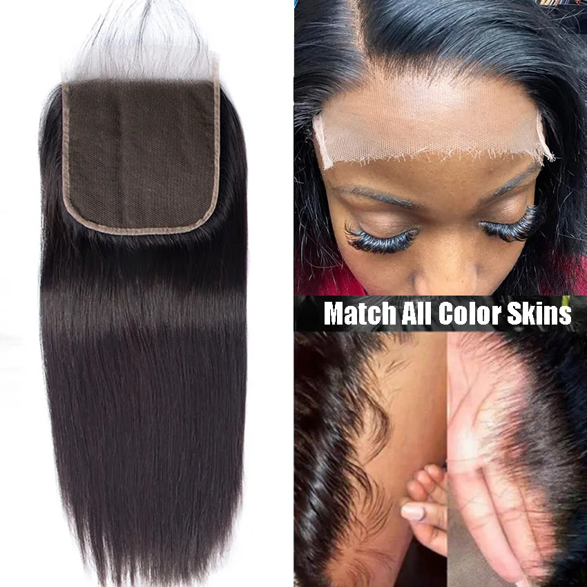 5x5 6x6 HD Lace Closure Straight Transparent Lace Frontal Only Free Part Brazilian Remy Human Hair 14-20 inch