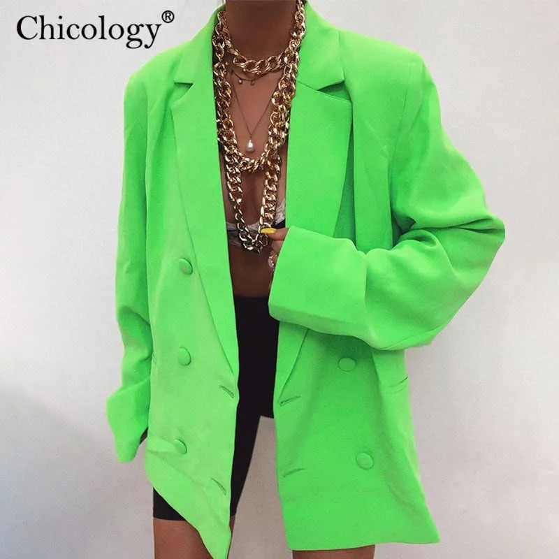 Chicology Double Breasted Blazer Lange Mouwen Jas Vrouwen Losse Jas 2019 Herfst Winter Vrouwelijke Streetwear Over Maat Plus Kleding X0721