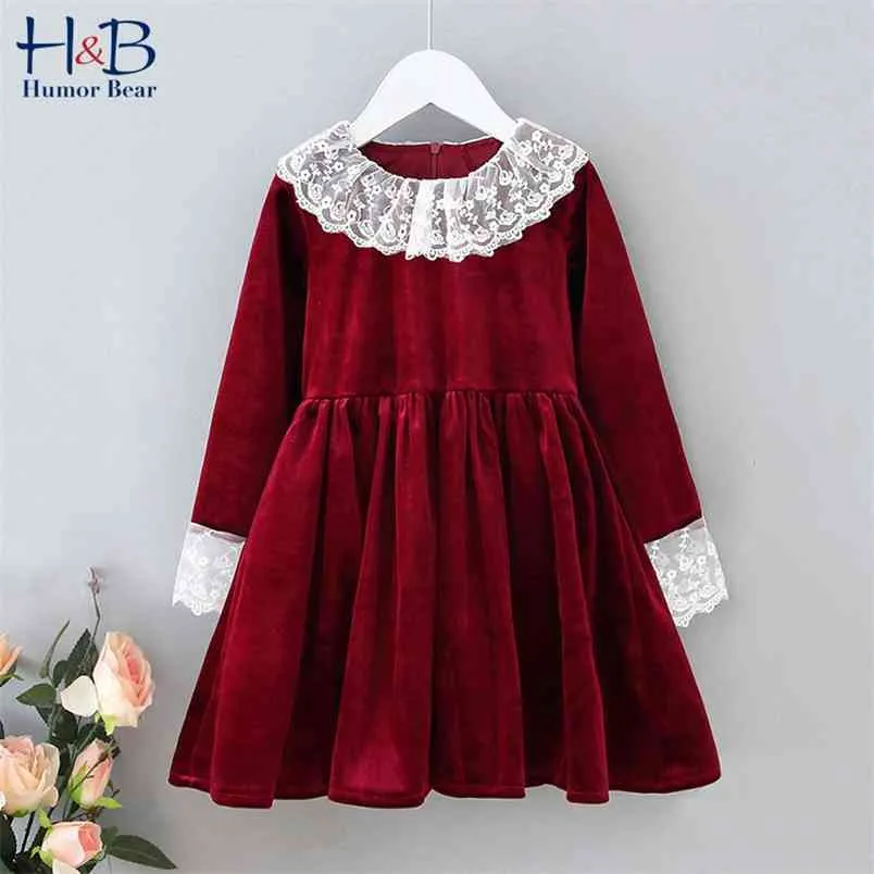 Filles robe marque européenne américaine vêtements pour enfants or velours bébé fille Western dentelle princesse 210611