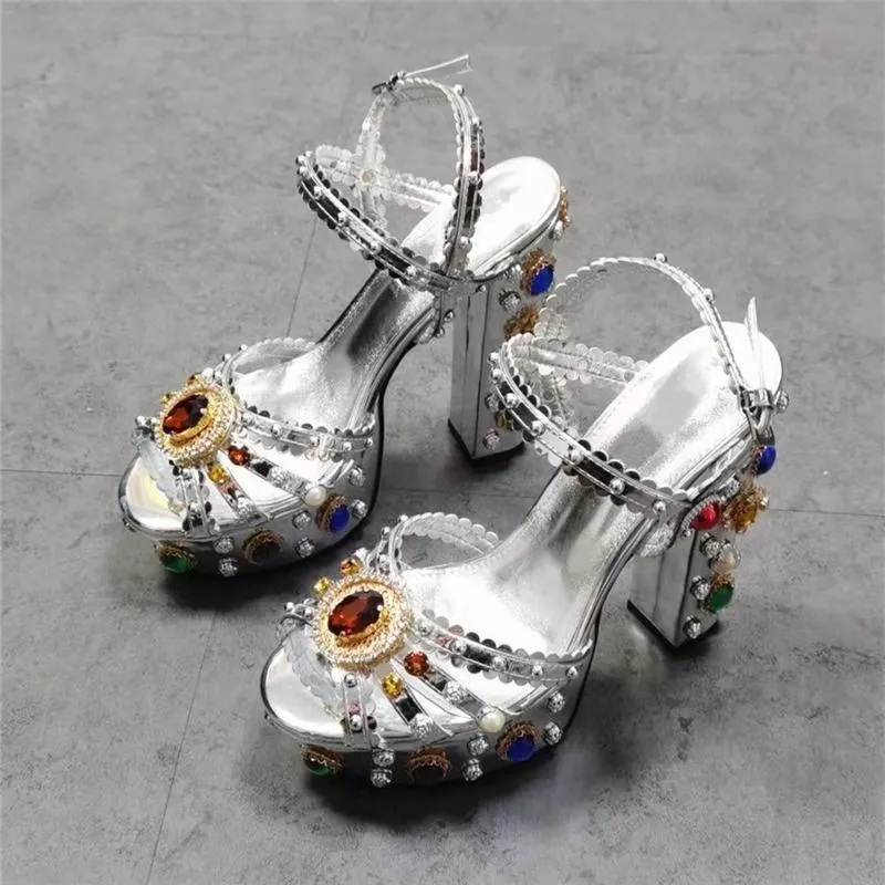 Diamond chunky heels deals