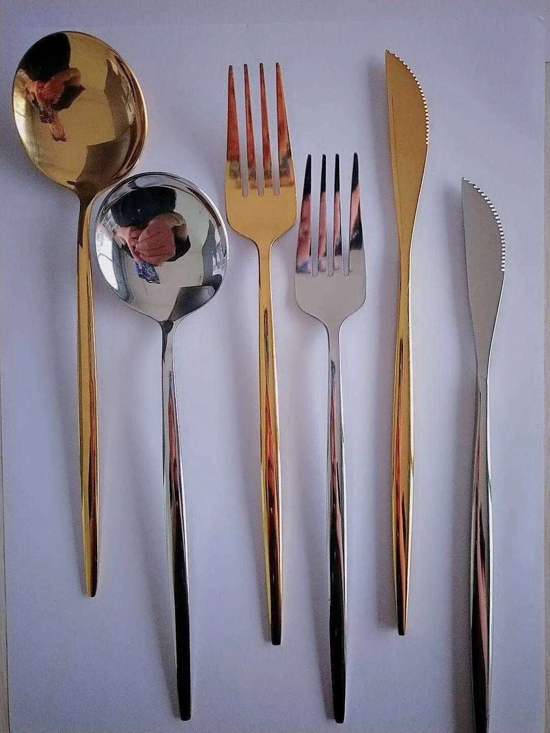 Stainless Steel Mirror Tableware Gold Knife Meal Spoon Fork Tea Spoon Flatware Simple Exquisite Western Dinner Cutlery HHA690