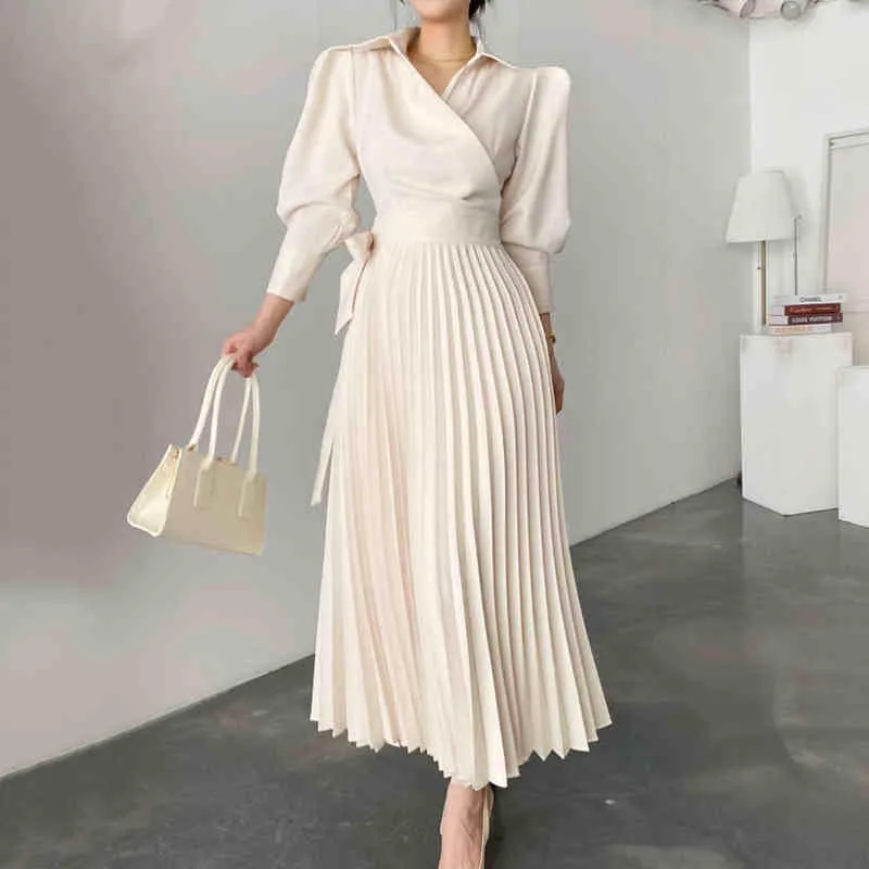 Vintage Casual Fashion Womens Pleated Midi Dress With
