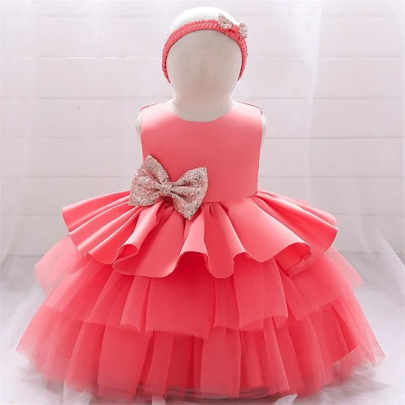 소녀의 드레스 유아 헤드 밴드 케이크 여름 드레스 태어난 christening 공주 결혼 생일 파티 아이 침례 아기 소녀 옷 Vestidos