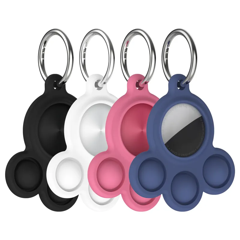 Push Pop Bubble Schutzhülle mit Schlüsselringen für Airtags Air Tags Locator Tracker Cover Silikon Anti-Verlust Anti-Kratz-Fall-Gerät Fidget Sensory Toys Schlüsselanhänger