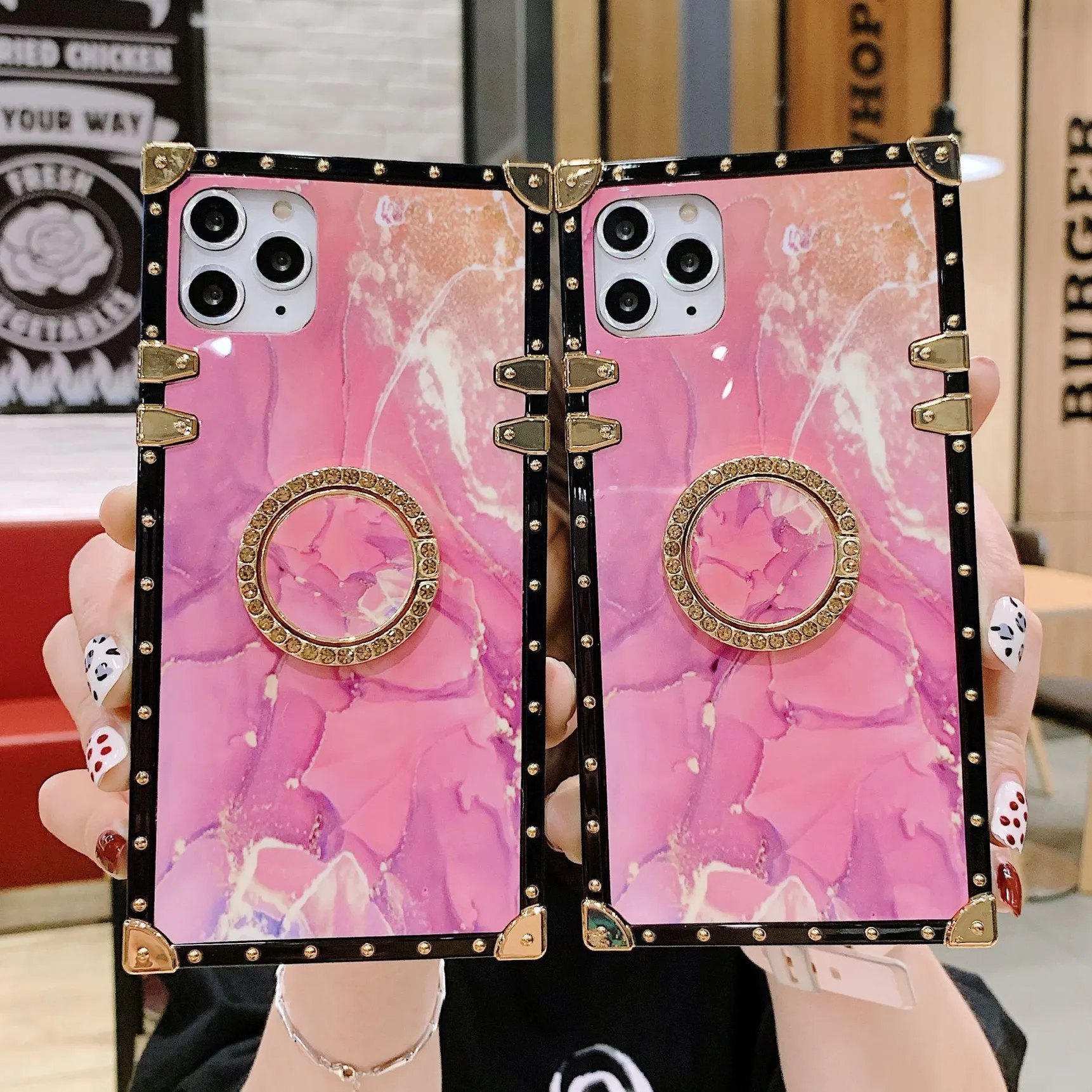 10pc/model Diamond Kickstand Phone Cases Top Silicone Blackpink For Iphone 12 12Pro Max 11 XR XS Samsung Note10 S10 LG Stylo 5 TPU+PC With oppbags