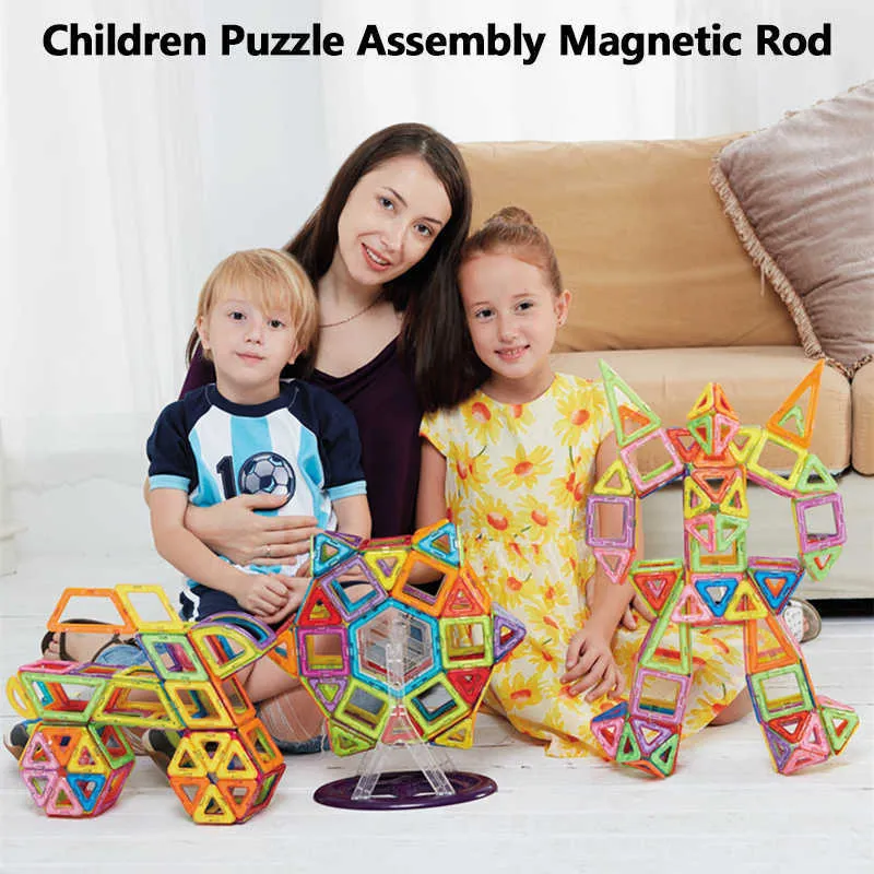 Творческий строительный блок сборки магнитная палка Несколько свободных комбинаций родитель-ребенок взаимодействие DIY головоломки игрушки для детей Q0723