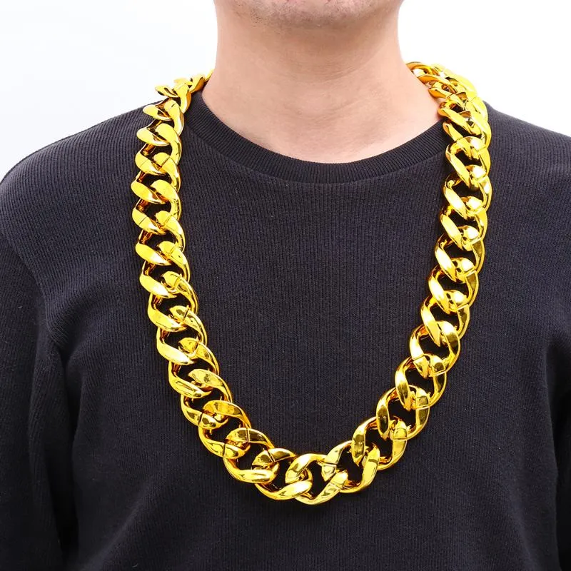 Kedjor hiphop guldfärg stor akryl chunky kedja halsband för män punk överdimensionerad stor plastlänk mäns smycken 2021250q