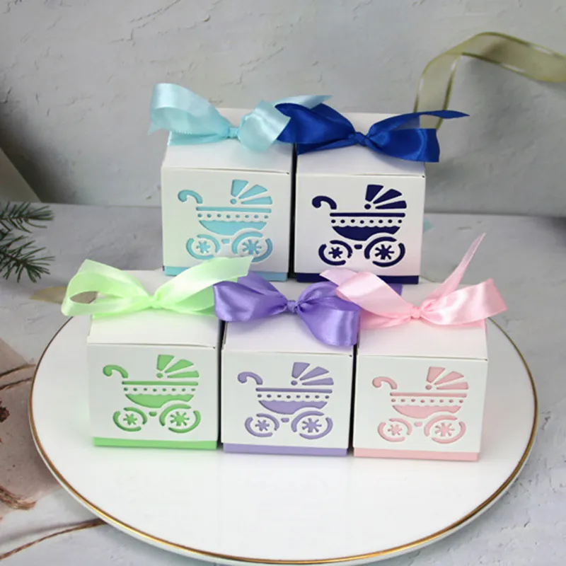 Since 50pcs Baby Shower Ribbon Favour Gift Candy Boxes Wedding Favors and  Gifts for Wedding (Blue)