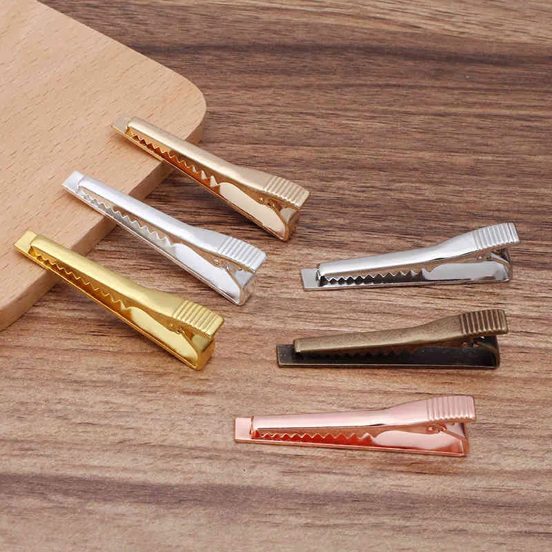 10pcs 55x5mm Color Plt Necktie Tie Clip Plain Clasp Bars Pins Clips for Men's Formal Dress Shirt Wedding Ceremony Findings DIY